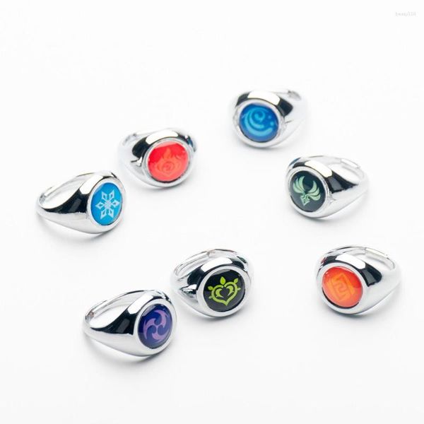 Llaveros Juego Genshin Impact 7 Anillo Ojo de Dios Accesorios de joyería clave Regalo de Navidad Decoraciones de mano