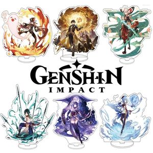 Porte-clés jeu Genshin Impact Figure acrylique support Anime Xiao Hutao Raiden Shogun Zhongli modèle plaque bureau décor signe collection pour les fans