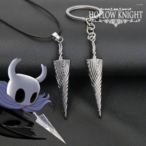 Keychains Game Hollow Knight Bone Nail Logo The Pale King Figure Key Chain Bijoux Gift For Women Men Metal Keyring Trinket