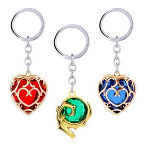 Game des porte-clés The Legend of Zelda Keychain Heart Crystal Keyrings Metal Pendant Chaveiro Key Chain Men Bielry Llaveros214n
