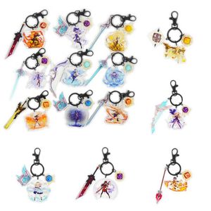 Keychains ganme anime sleutelhanger genhin impact zhongli venti diluc voor vrouwen accessoires stijl schattige tas hanger key ring girl cadeau