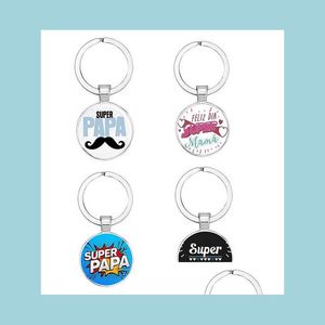 Porte-clés Gao Happy Super Papa Porte-clés Convex Glass Pendant Mens Fathers Day Series You Are The Best Dad Gift Drop Delivery 2021 Fas Dhuef