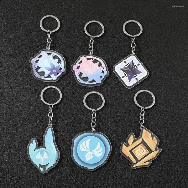 Porte-clés Genshin Impact Acrylique Porte-clés Anemo Geo Pyro Hydro Cryo Electro Dendro Porte-clés Bijoux Pour Hommes Femmes Cosplay Accessoires