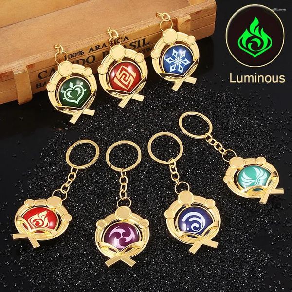 Kechains Genshin Impact double face luminante inazuma Keychain Vision God's Eye Mondstadt Liyue Sezhnaya Pendante