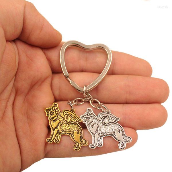 Porte-clés berger allemand chien Animal Antique or argent plaqué métal pendentif porte-clés pour sac voiture femmes hommes K175