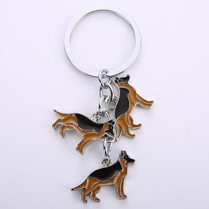Keychains Duitse herderhonden hanger Keychain Key Rings voor auto metalen legering tas charme mannen dames kettingen sleutelhanging sieraden cadeauchains