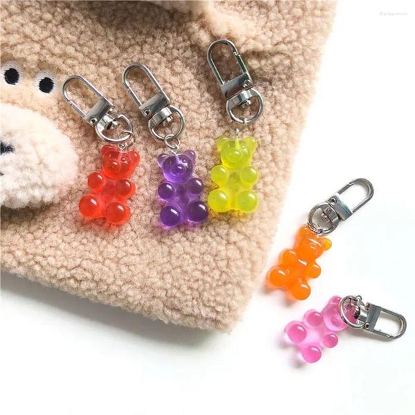 Porte-clés cadeau pour femmes Couple ours gommeux bibelot couleur bonbon Animal couverture d'écouteurs accessoires de mode porte-clés anneau bijoux