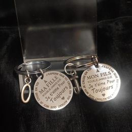 Llaveros Regalos para hijos e hijas Llavero colgante Personalizado DIY Colocación Titular de llaves MON FILS MA FILLE Adornos Frases en francés