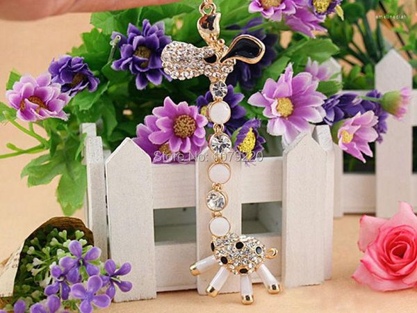 Llaveros Jirafa W Llavero Joyería de belleza de moda Lindo Rhinestone Crystal Charm Colgante Llavero Bolsa Regalo creativo