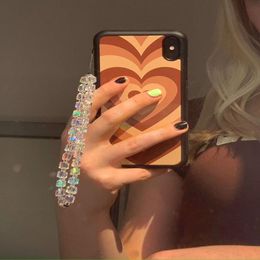 Sleutelhangers Glas Kristal Vierkante Kralen Mobiele Telefoon Ketting Voor Charm Soft Gift Lanyard Vrouwen Sieraden Kralen Polsbandje 2022 Trend