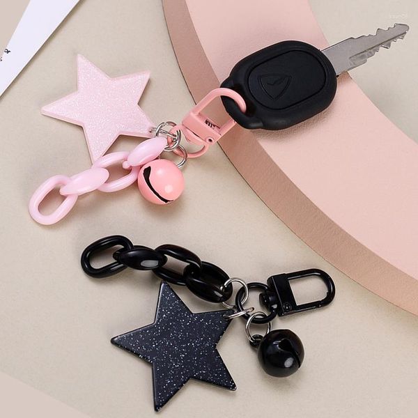 Llaveros Glitter Stars Acrílico Llavero Bell Colgante Llavero para niñas Mochila Charm Estuche para auriculares Accesorios Regalos creativos de amistad