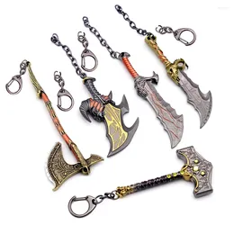 Porte-clés God of War 5 Ragnarok Porte-clés Marteau de Thor Mjolnir Levitan's Axe Porte-clés pour hommes Porte-clés Lames Chaos Accessoires de jeu