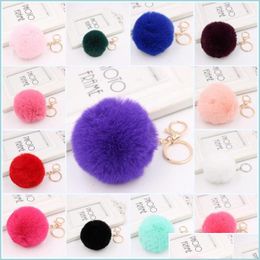 Porte-clés Or Boule De Fourrure De Lapin Porte-clés Fluffy Pom Portachiavi Porte Clef Porte-clés Chaîne Pour Sac Drop Delivery 2021 Accessoire De Mode Dh2Yr