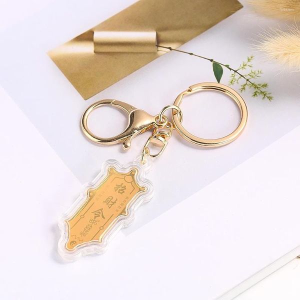 Porte-clés Feuille D'or Papier Rune Pendentif Bon Ordre Chanceux Porte-clés Pour Téléphone Charme Porte-clés Sac À Dos Sac Suspendu Décor Creative Souvenir