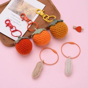 Porte-clés Bonnes choses se produisent Porte-clés Pendentif Fleur éternelle Persimmon Chaîne d'arachide Sac tissé créatif Cadeau de travail manuel