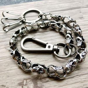 Porte-clés Style gothique couleur argent taille lourde chaîne crâne portefeuille pour hommes Biker Punk clé accessoire de mode Fier22