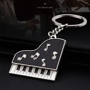 Keychains Grand Piano Keychain Zwart -wit toetsenbord Keyring Music Jewelry