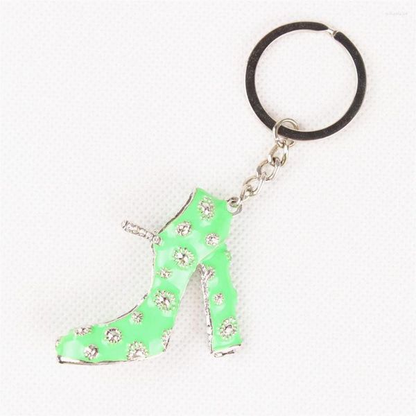 Porte-clés vert chaussures à talons hauts mignon cristal porte-monnaie sac à main clé de voiture porte-clés porte-clés fête mariage cadeau d'anniversaire