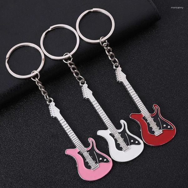 Keychains Guitar Key Ring Instrument Musical Instrument Pendre 1 pièce Créative Gift Fashion Hanging Drop Keychain Metal Couple