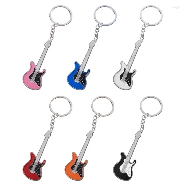 Porte-clés en forme de guitare, en alliage commémoratif, bijoux de voiture, cadeau pour femmes et filles