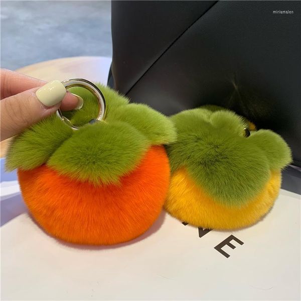 Porte-clés cheveux fruits kaki porte-clés corée forme de haute qualité pour sac en cuir accessoires de décoration Miri22