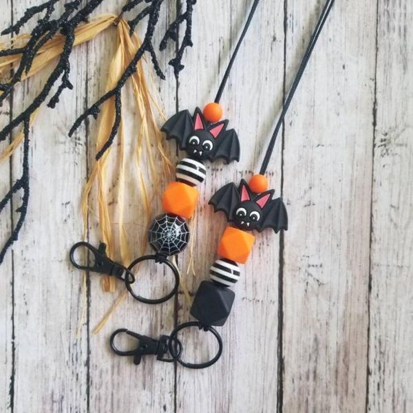 Llaveros Halloween Lanyard Silicone Bead Devil Ghost Spider Collar Llavero ID Insignia Titular Breakaway Teacher Regalo 2023