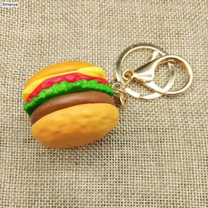 Porte-clés Hamburger porte-clés hommes Simulation pendentif porte-clés femmes charme nourriture voiture anneau fête cadeau bijoux