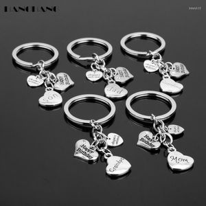 Keychains Hanchang Est Jewelry Key Chains Familieleden Happy Birthday Gifts Heart Charms Keyrings autodeur Keychain Llaveros