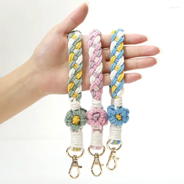 Keychains Hand Crocheted Lanyard Chain Key Chain Bohemian Flower Anti-Perte-Lost STRAP POUR LES PENDANTS DE TEMPS MOBILE PENDANT