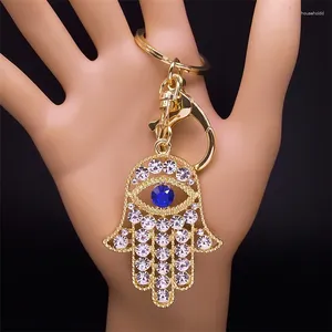 Sleutelhangers Hand Van Fatima Turky Eye Sleutelhanger Voor Mannen Vrouwen Evil Blue Hamsa Handen Sleutelhanger Auto Tas Accessoires Sieraden Chaveiro KXHK1330S