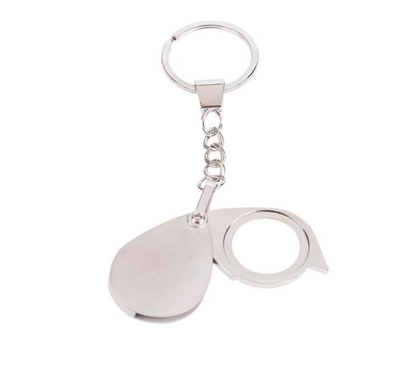 Porte-clés Loupe de poche pliante 10x15x, lentille de Loupe avec porte-clés Portable en métal argent couleur 3315039