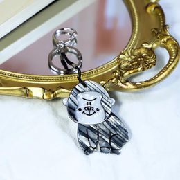 Keychains faits à la main arcyliques Keychain mignon Animal Hippo en acier inoxydable Chaîne de bague clé pour femmes cadeaux Girl Accessoires de bijoux