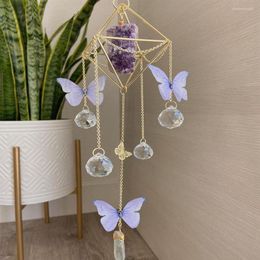 Sleutelhangers Handgemaakte Vlinder Fairycore Suncatcher Fairy Maan Kind Rozenkwartsamythest Crystal Healing Window Decor Enek227745542191c