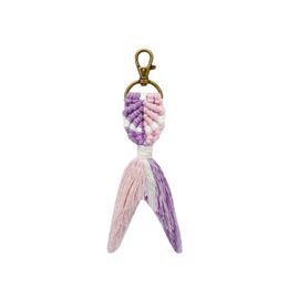 Keychains handgemaakte katoen zeemeermin macrame tassel creatieve modezak auto sleutel ringen hangerse sieraden groothandel