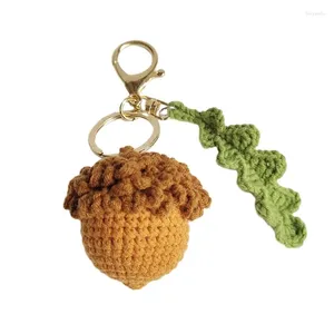 Porte-clés fait à la main au crochet, accessoire de charme de gland, style naturel, ornement suspendu, décoration pour sacs ou