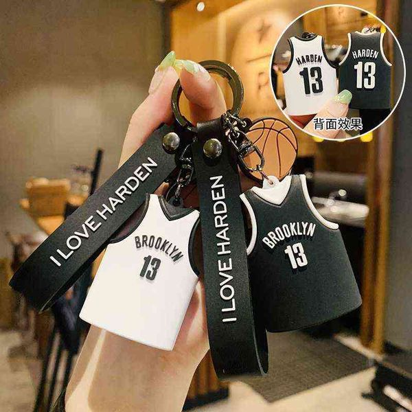 Porte-clés faits à la main bricolage noir et blanc vêtements de basket-ball porte-clés homme étudiant sac à dos voiture porte-clés accessoires amis cadeau pendentif T220909