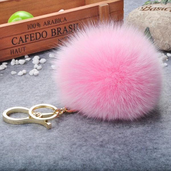 Porte-clés à la main boule de fourrure pompon moelleux femmes porte-clés porte-clés bricolage breloque pour sac petite amie sac à main accessoires cadeau en gros de luxe