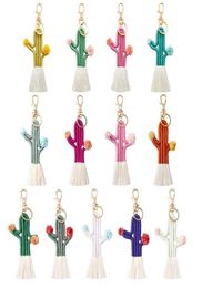Keychains Keychains faits à la main en coton tricoté en tassel cactus pactus pour femmes bijoux de boutique de style boho entièrement 4423423