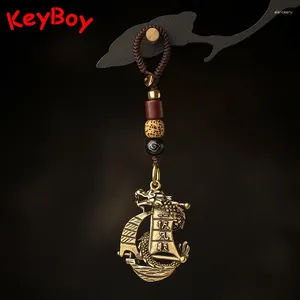 Keychains Handmade Lanyard en laiton dragon voilier corde tissée porte-clés suspension de bijoux suspendu vintage