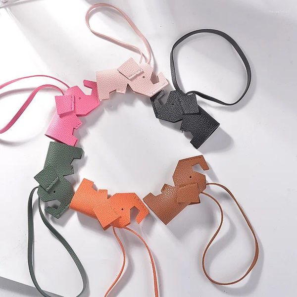 Porte-clés en cuir fait à la main mignon drôle éléphant porte-clés pendentif animal porte-clés pour hommes femmes sac charme filles