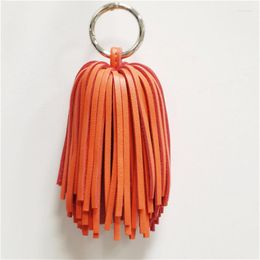 Llaveros Llavero de borla de cuero hecho a mano - Regalo de lujo para mujeres Llavero real con patrones de encanto de bolso