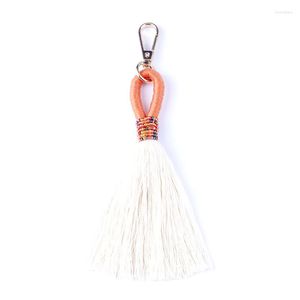 Keychains handgemaakte zaadkralen gewikkeld macrame lange kwast Key ketens voor dames tas hangers druppels ringen dagelijks cadeau