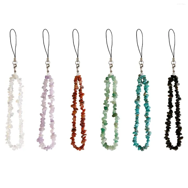 Porte-clés fait à la main en pierre semi-précieuse, chaîne de téléphone pour hommes et femmes, pendentif en perles d'améthyste en cristal, accessoires bijoux en gros