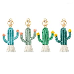 Porte-clés fait à la main tissage Cactus porte-clés tenture murale ornement décoration de la maison accessoires pendentif pour pépinière