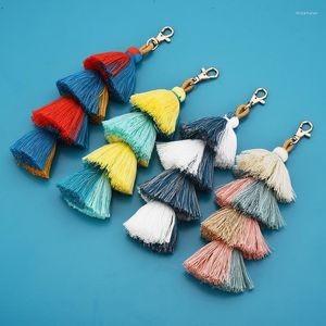 Keychains handgemaakte vrouwen kleurrijke boho pom tassel tas charme sleutelhanger mode joodse llaveros sleutelhanger accessoires voor meisjes miri22