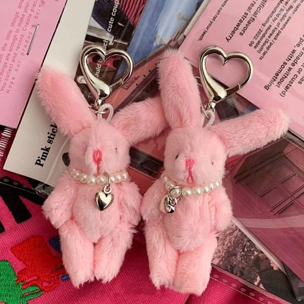 Porte-clés coeur téléphone chaîne Punk mignon peluche-porte-clés Y2K mode bijoux poupées pendentif accessoire cadeau