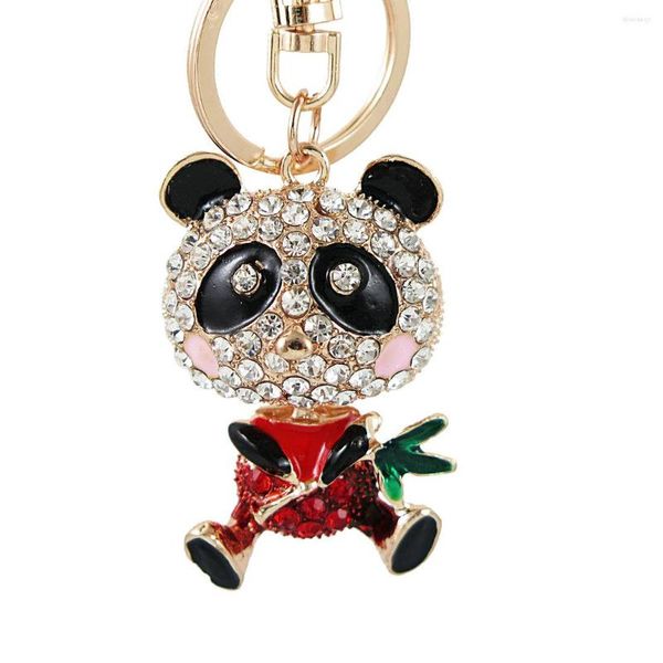 Llaveros Hig Qualty Bear Giant Panda Crystal Key Chain Holder Rhinestone Llavero Anillo de coche para bolsa Regalo de cumpleaños para amigos