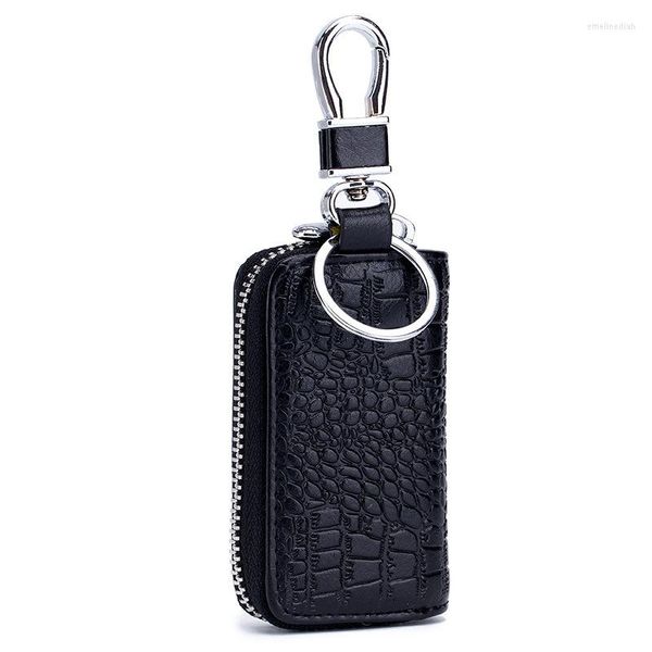 Porte-clés haut de gamme luxe femme porte-clés motif Crocodile en cuir véritable télécommande universelle intelligente hommes chaîne sacs de rangement