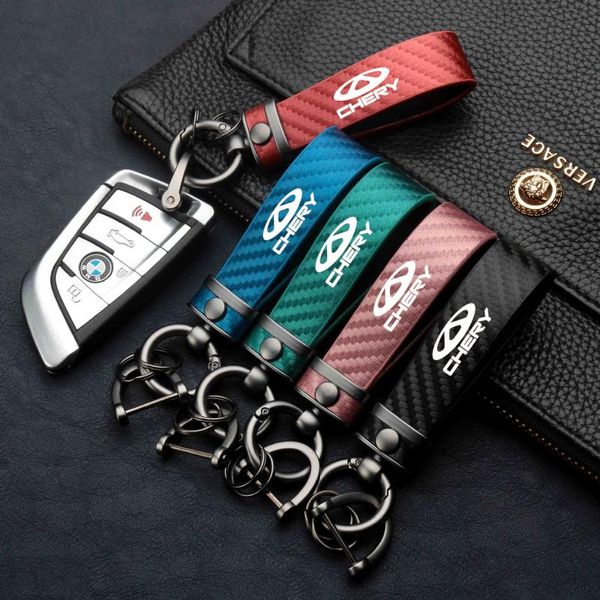Porte-clés en fibre de carbone de haute qualité avec logo de porte-clés de voiture pour accessoires Chery Tiggo 2 3 7 8 5X IQ QQ