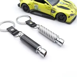 Porte-clés de haute qualité en forme de tuyau d'échappement de voiture en alliage de fibre de carbone porte-clés en métal pendentif pièces de modification JDM placage porte-clés